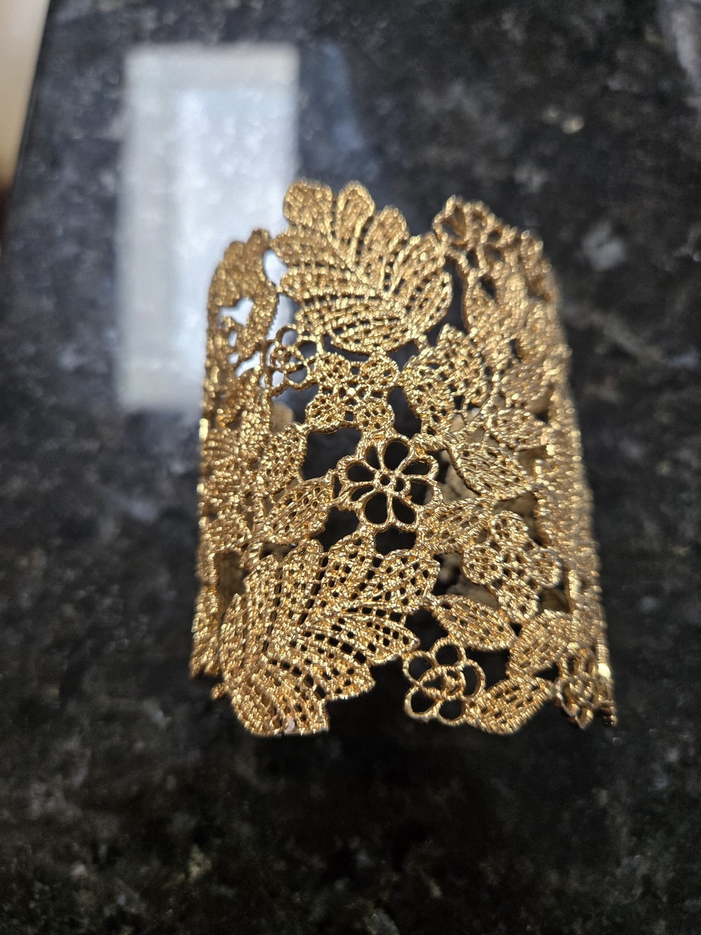 Stella & Dot Gold Floral Lace Cuff Bracelet